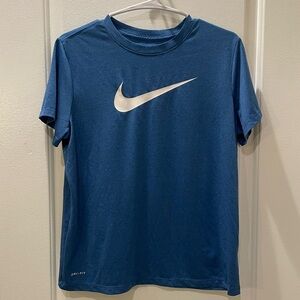NEW…Nike Dri Fit Blue Tee with White Nike Logo